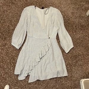 Longsleeve deep V polkadot dress with shorts